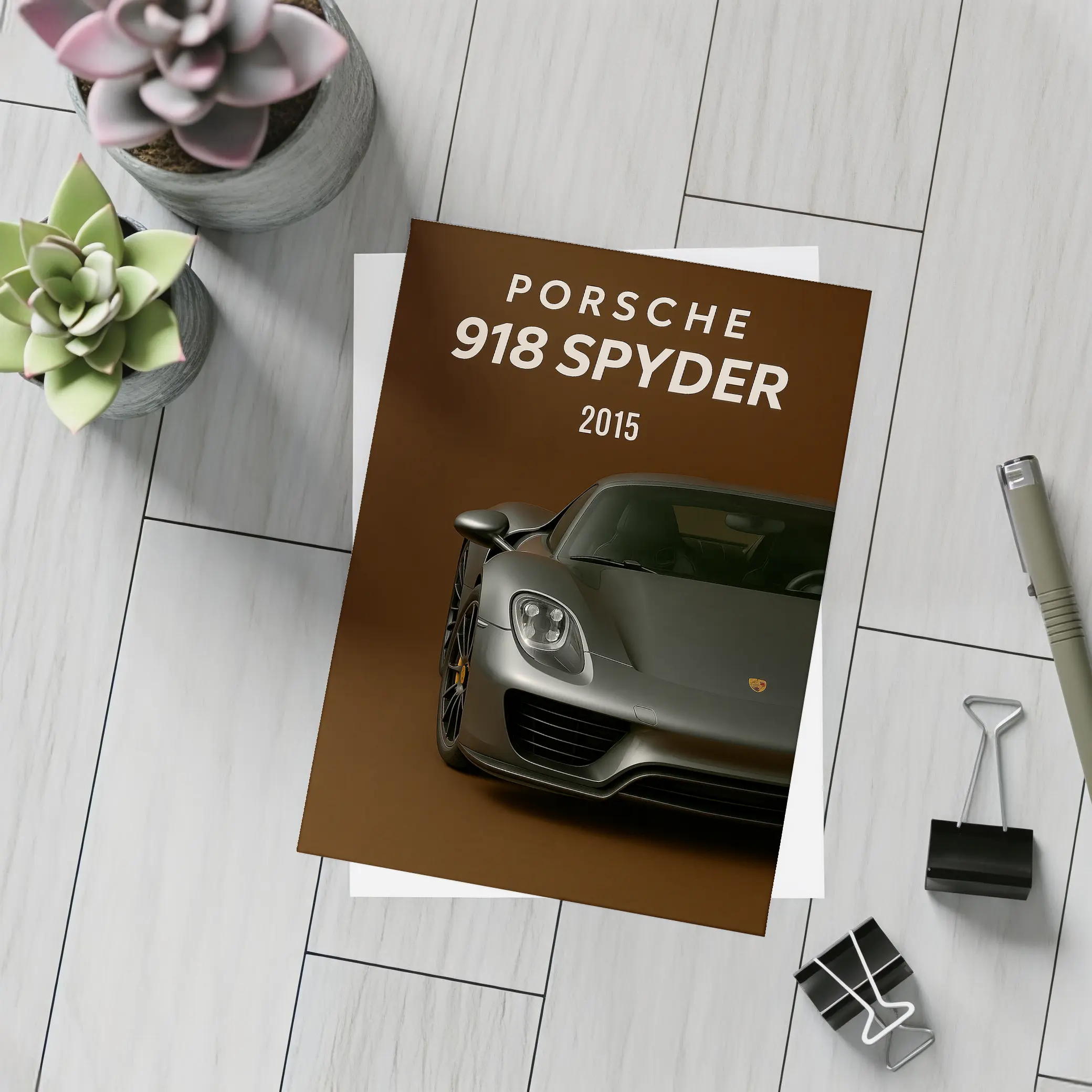 Porsche 918 Spyder Dark Brown Background – Postcards