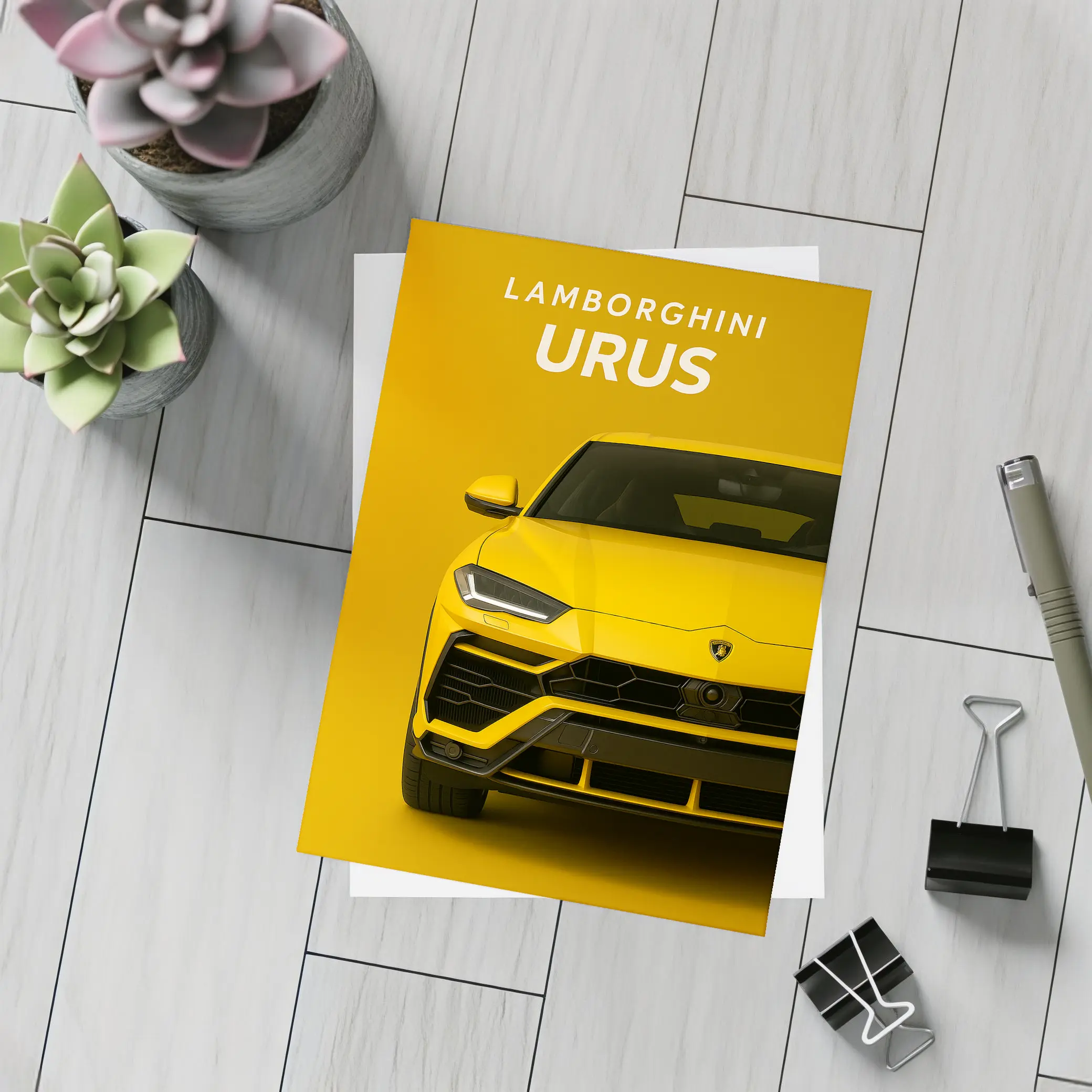 Lamborghini Urus Yellow Front View Art – Postcards
