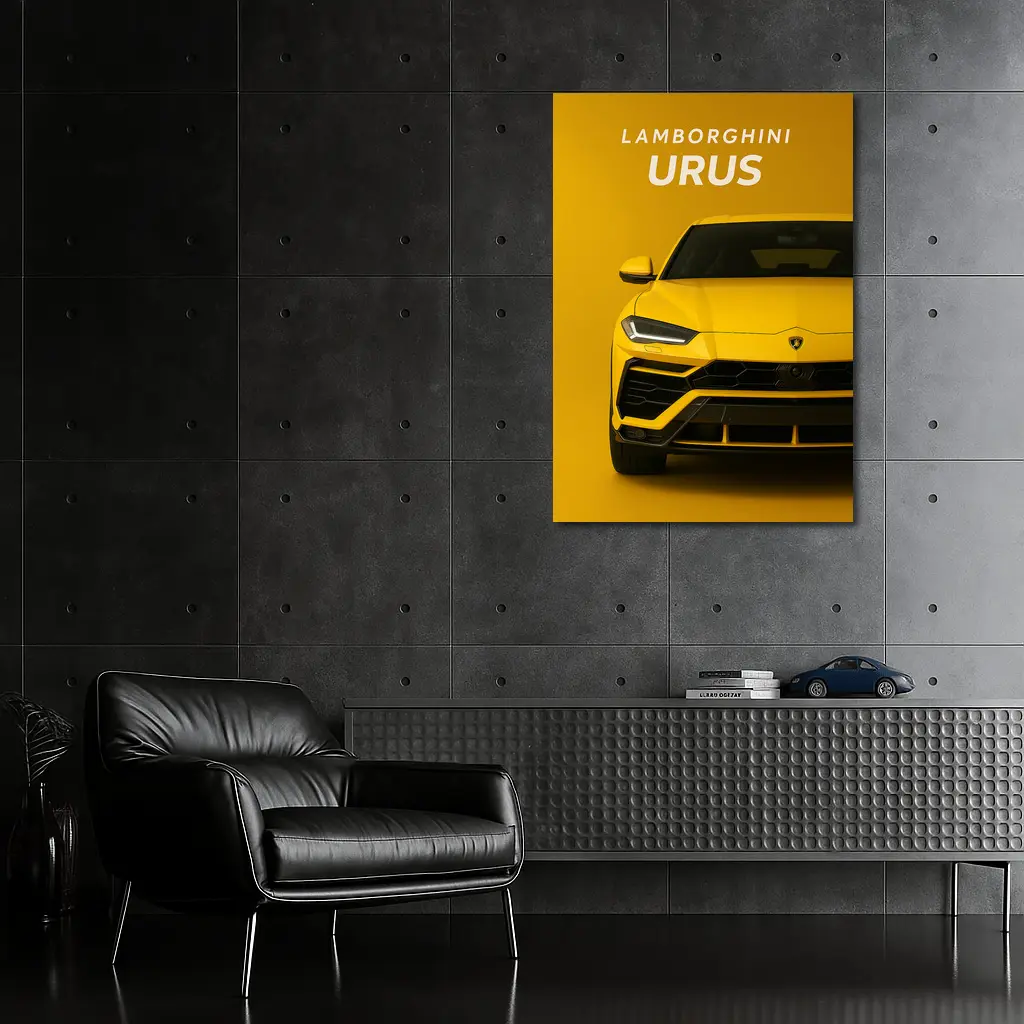 Lamborghini Urus Yellow Front View Art – Wall Art