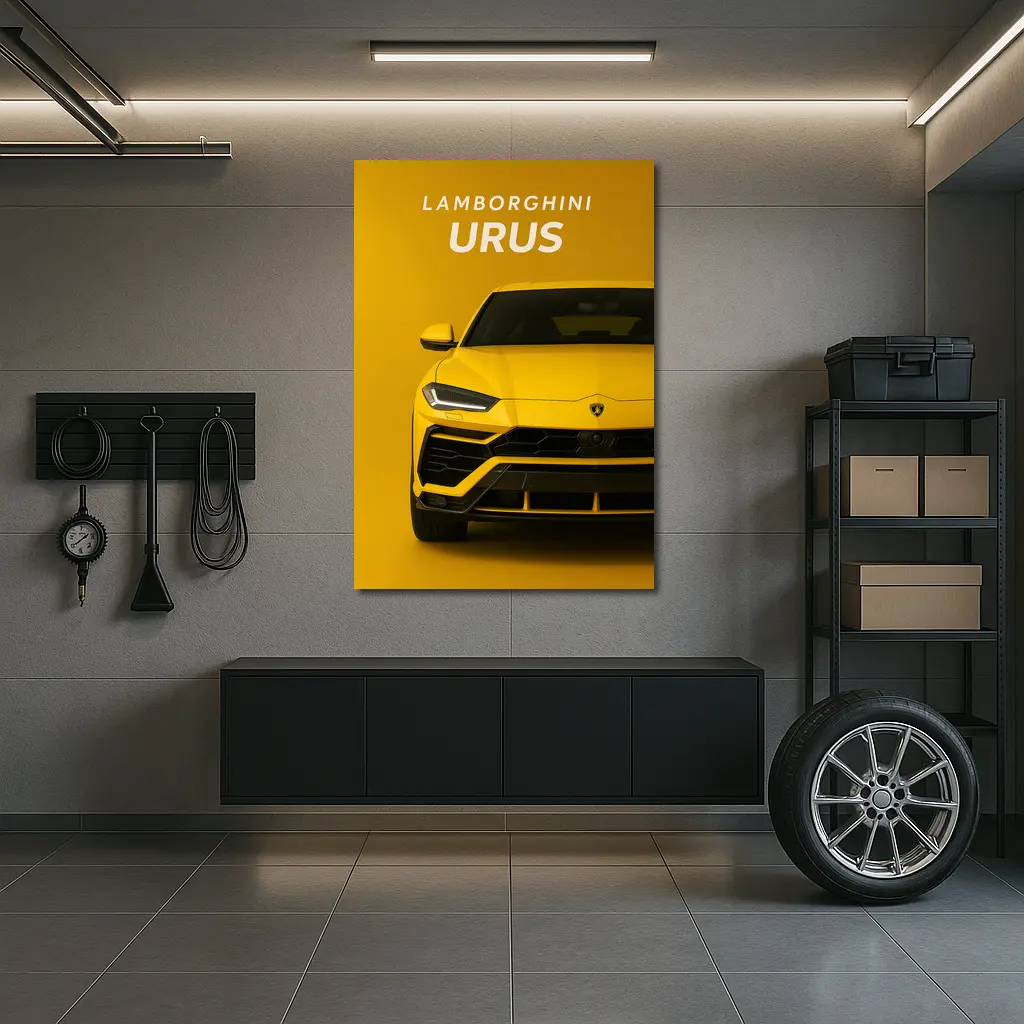 Lamborghini Urus Yellow Front View Art – Wall Art