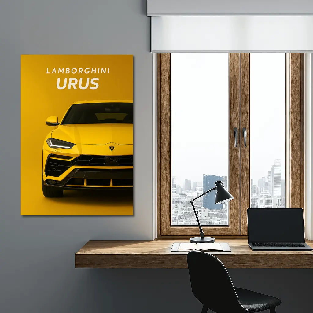 Lamborghini Urus Yellow Front View Art – Wall Art