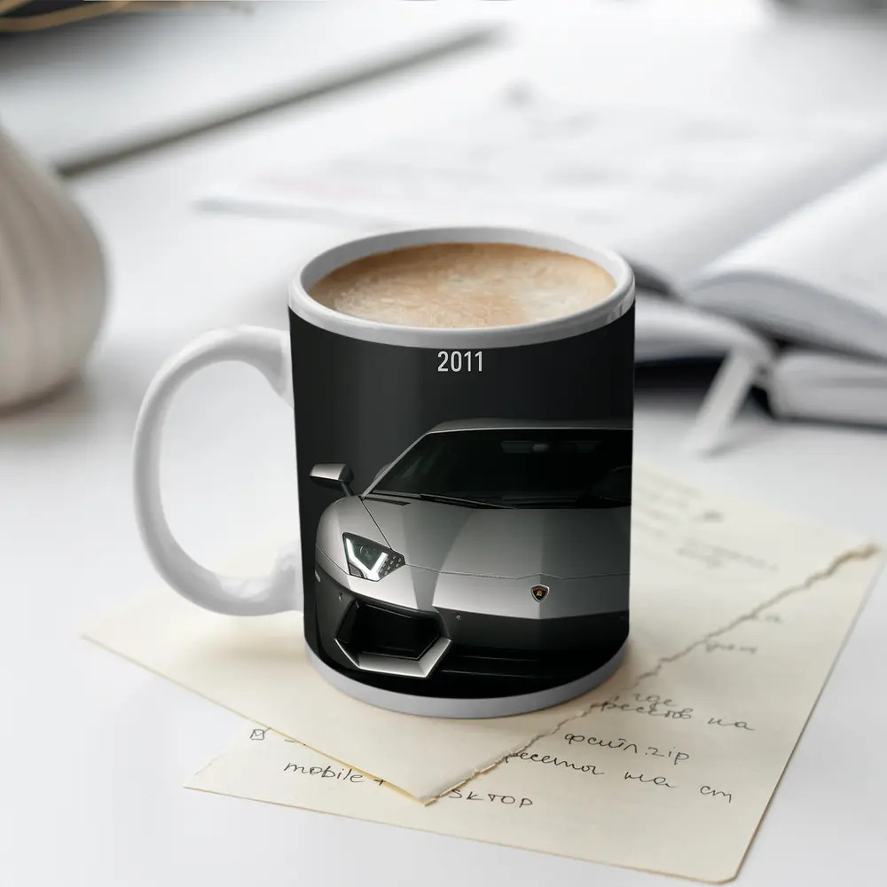 Lamborghini Aventador 2011 Dark Gray Background – Mugs