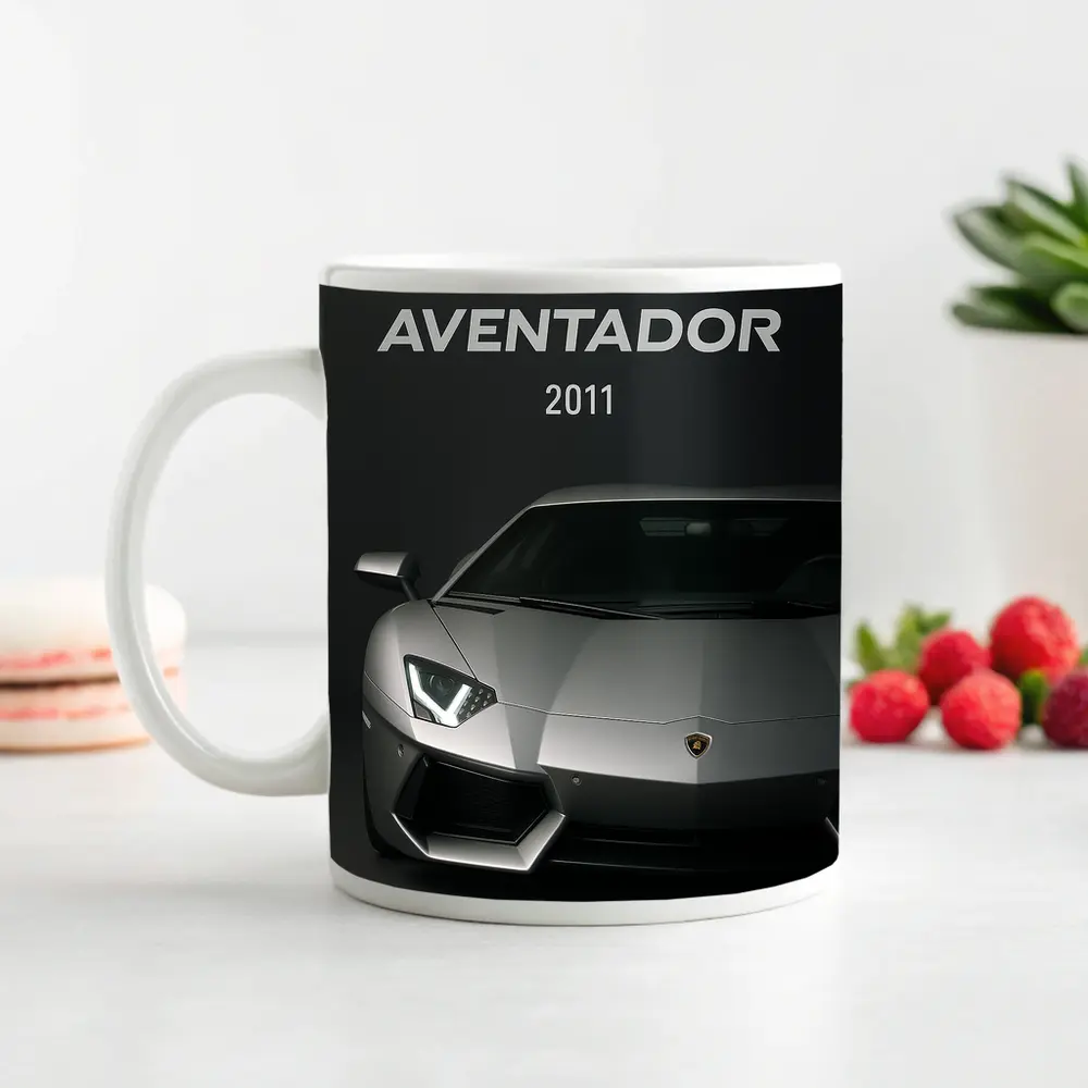 Lamborghini Aventador 2011 Dark Gray Background – Mugs