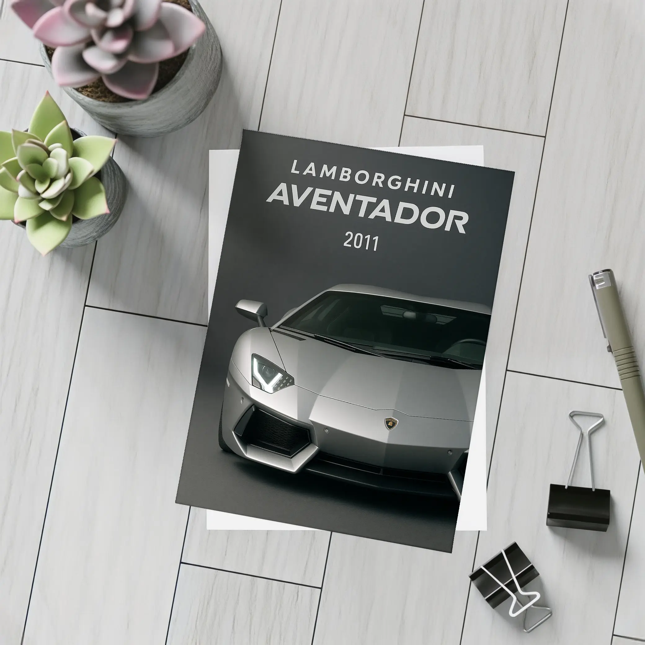 Lamborghini Aventador 2011 Dark Gray Background – Postcards