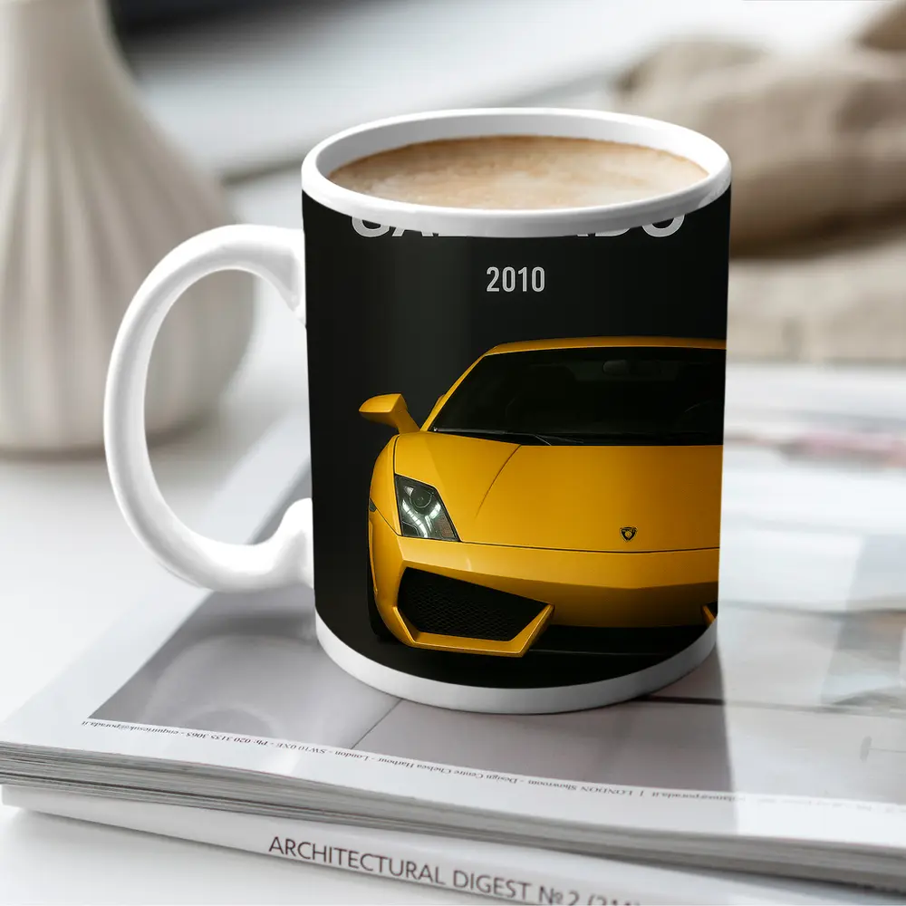 Lamborghini Gallardo Yellow Front View Dark – Mugs