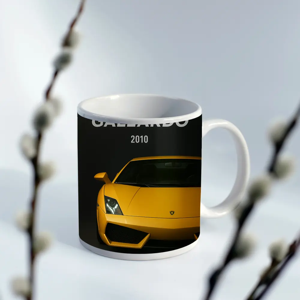 Lamborghini Gallardo Yellow Front View Dark – Mugs
