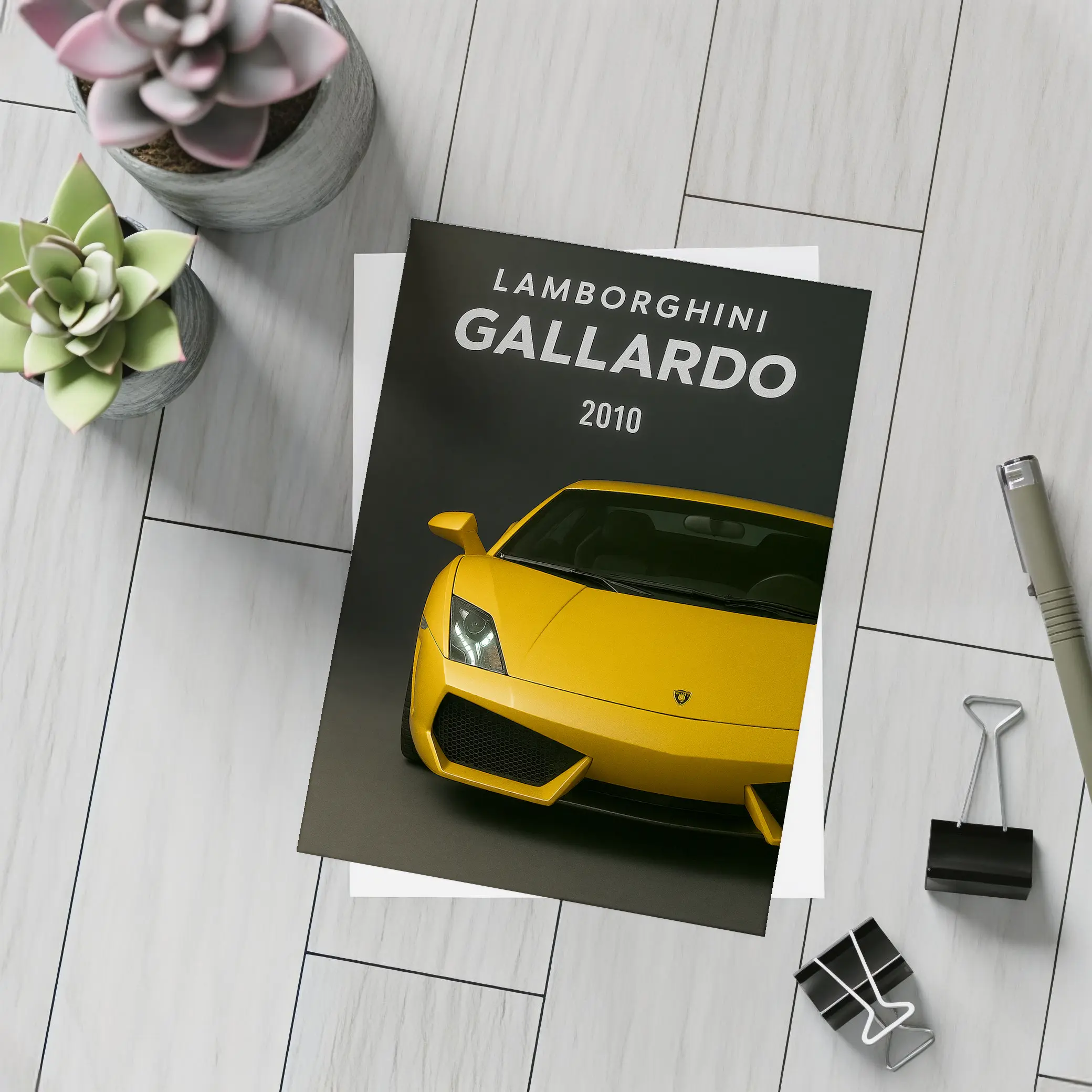 Lamborghini Gallardo Yellow Front View Dark – Postcards