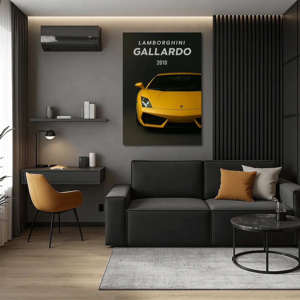 Lamborghini Gallardo Yellow Front View Dark – Wall Art