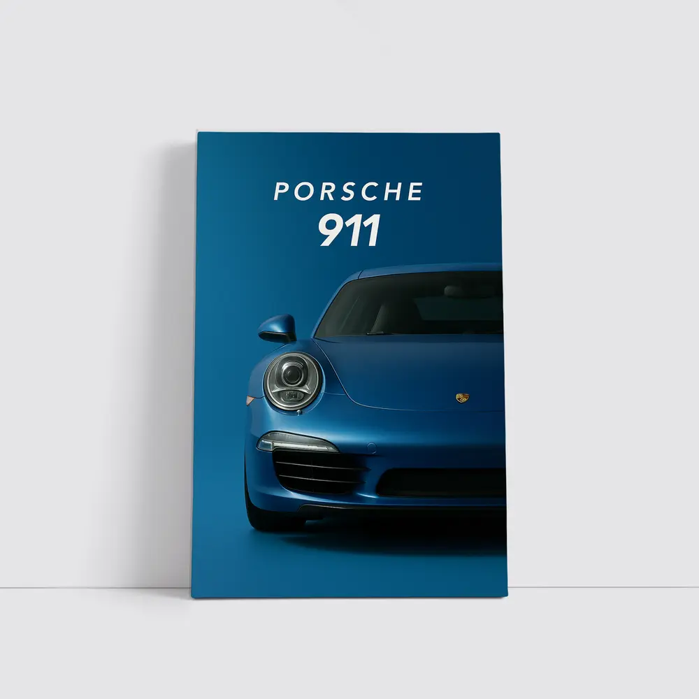 Porsche 911 Blue Studio Front View – Wall Art
