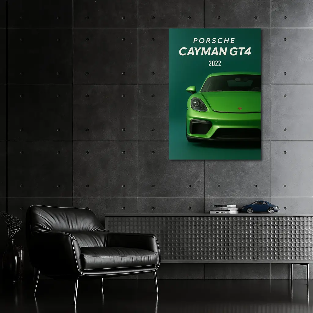 Porsche Cayman GT4 Green Front View – Wall Art