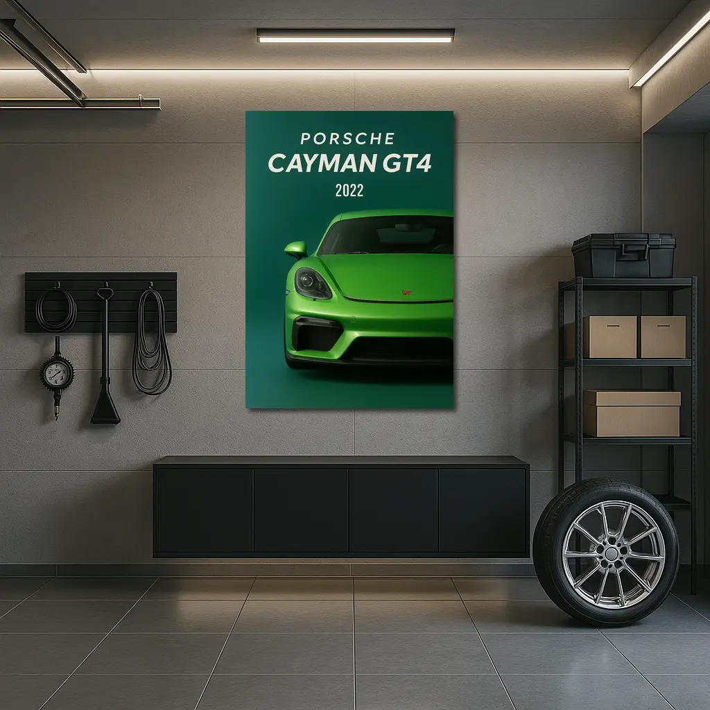 Porsche Cayman GT4 Green Front View – Wall Art