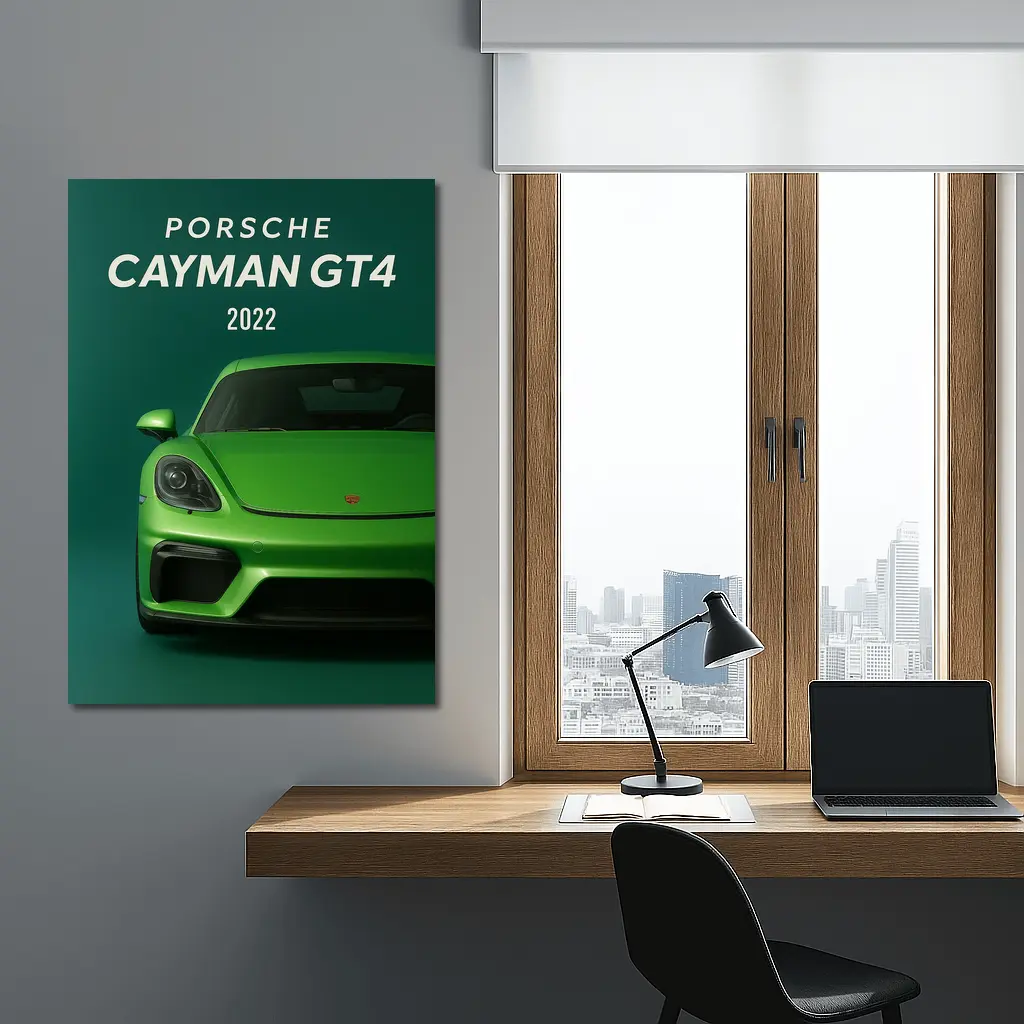Porsche Cayman GT4 Green Front View – Wall Art