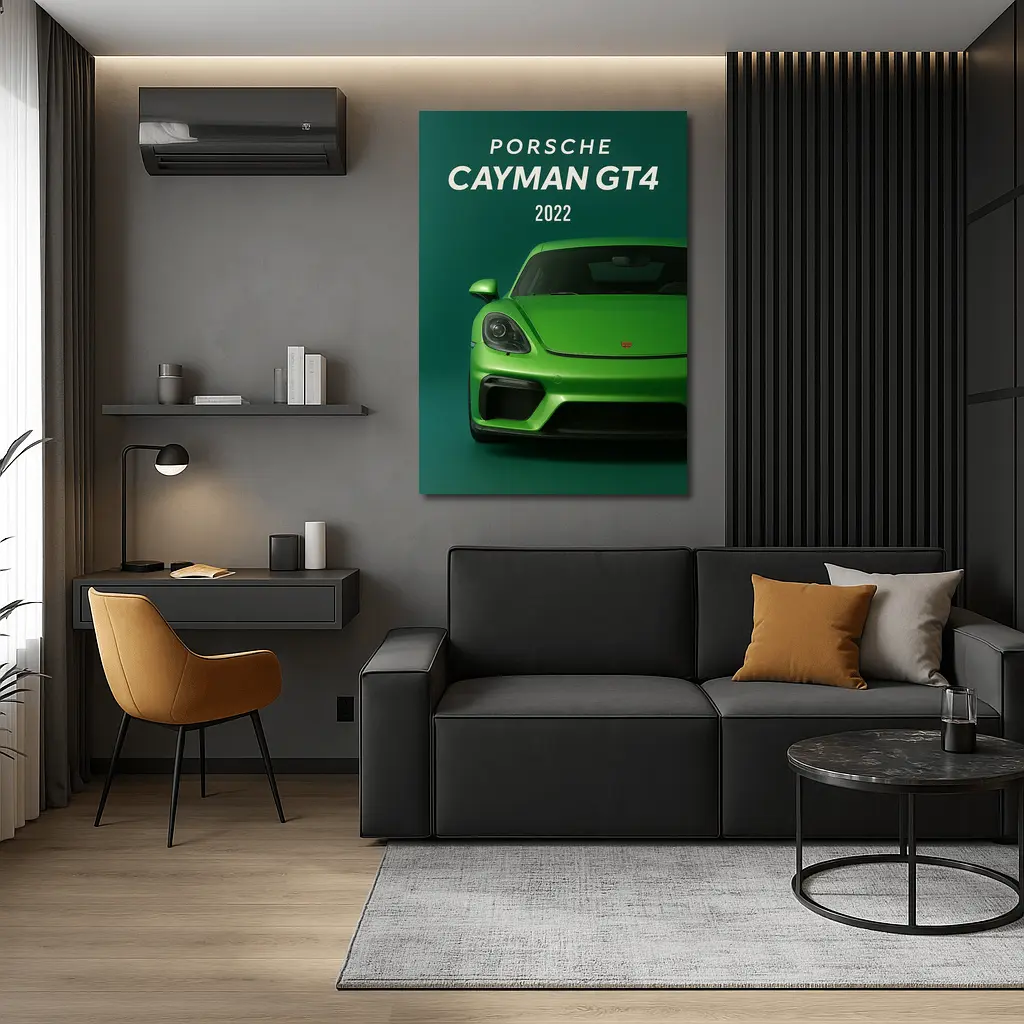 Porsche Cayman GT4 Green Front View – Wall Art