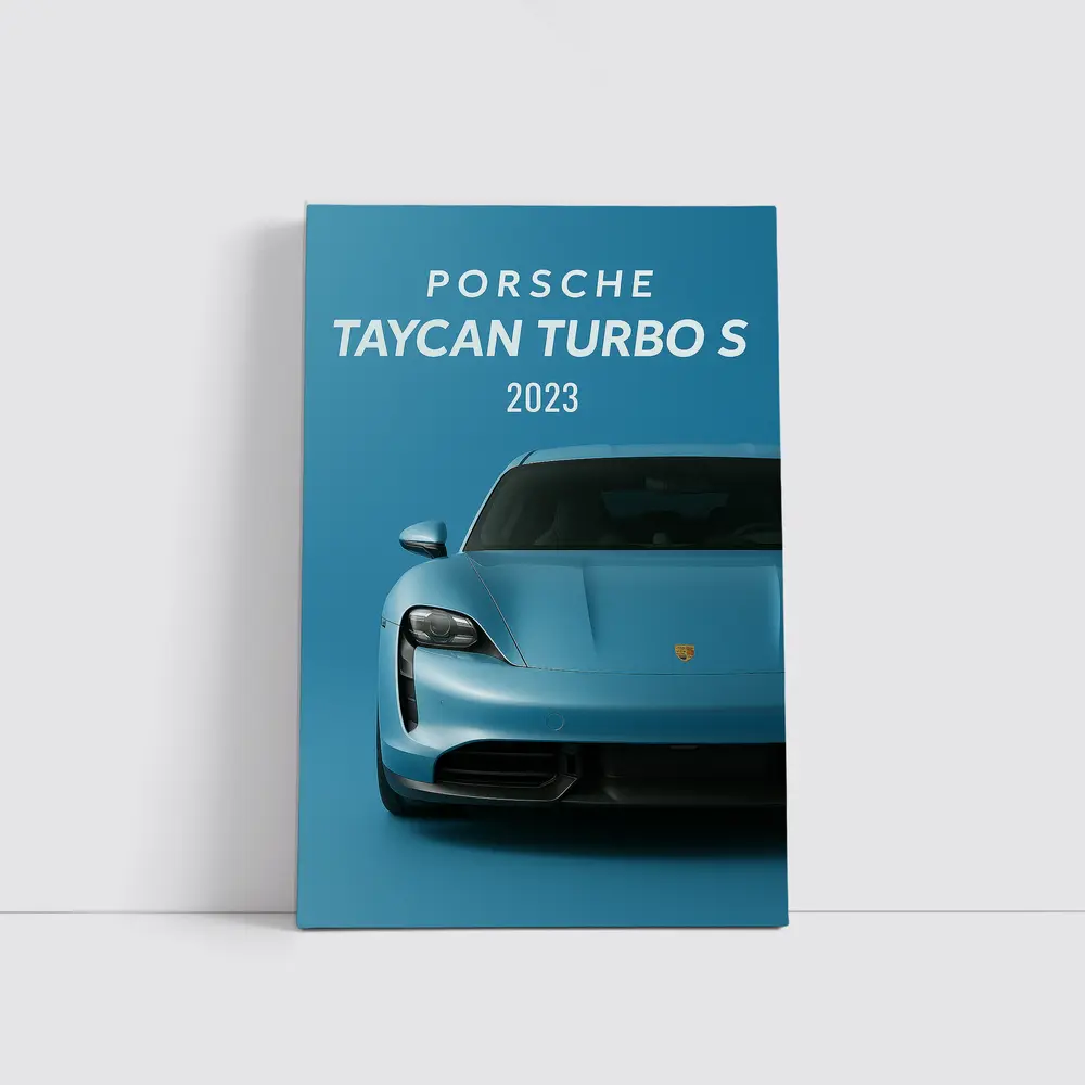 Porsche Taycan Turbo S Blue Front View – Wall Art