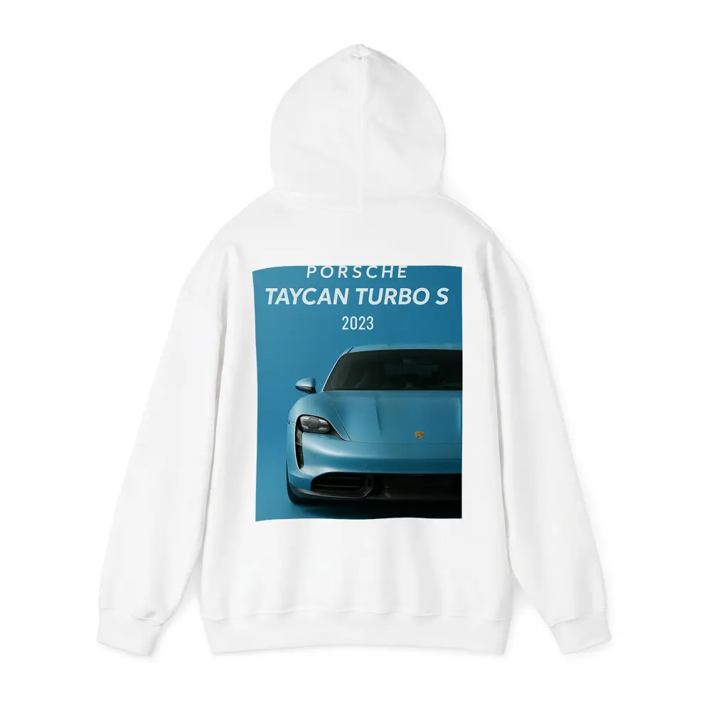 Porsche Taycan Turbo S Blue Front View – Hoodies