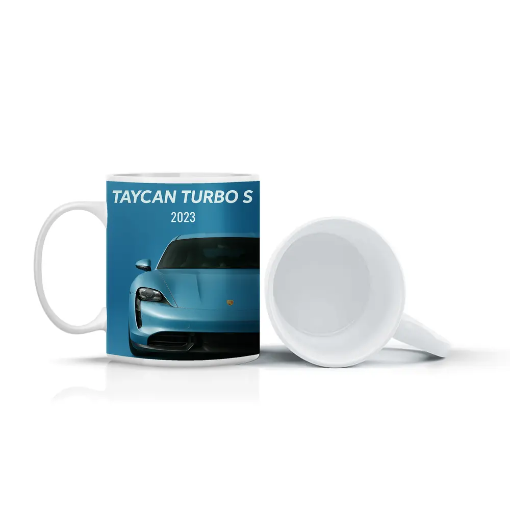 Porsche Taycan Turbo S Blue Front View – Mugs