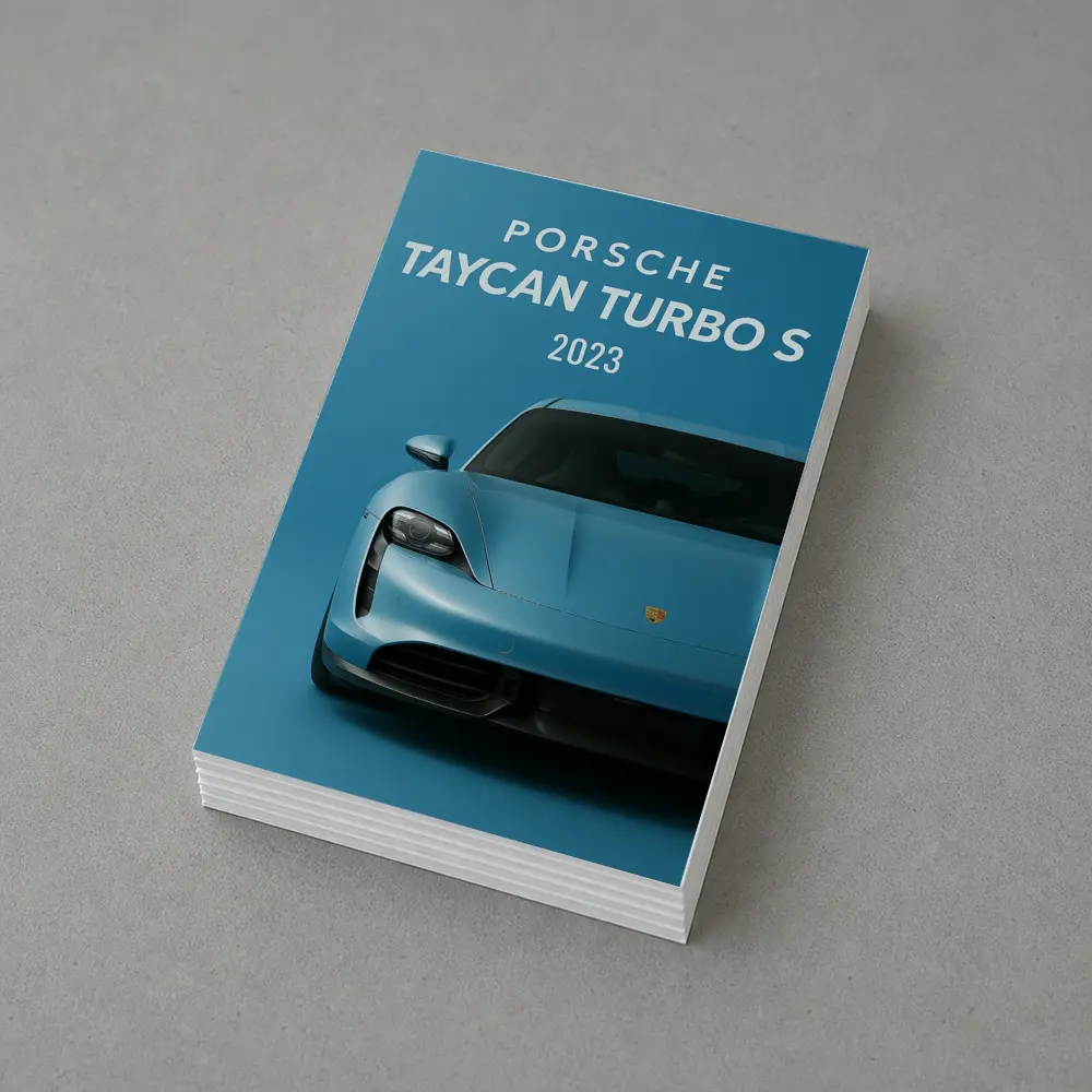Porsche Taycan Turbo S Blue Front View – Postcards