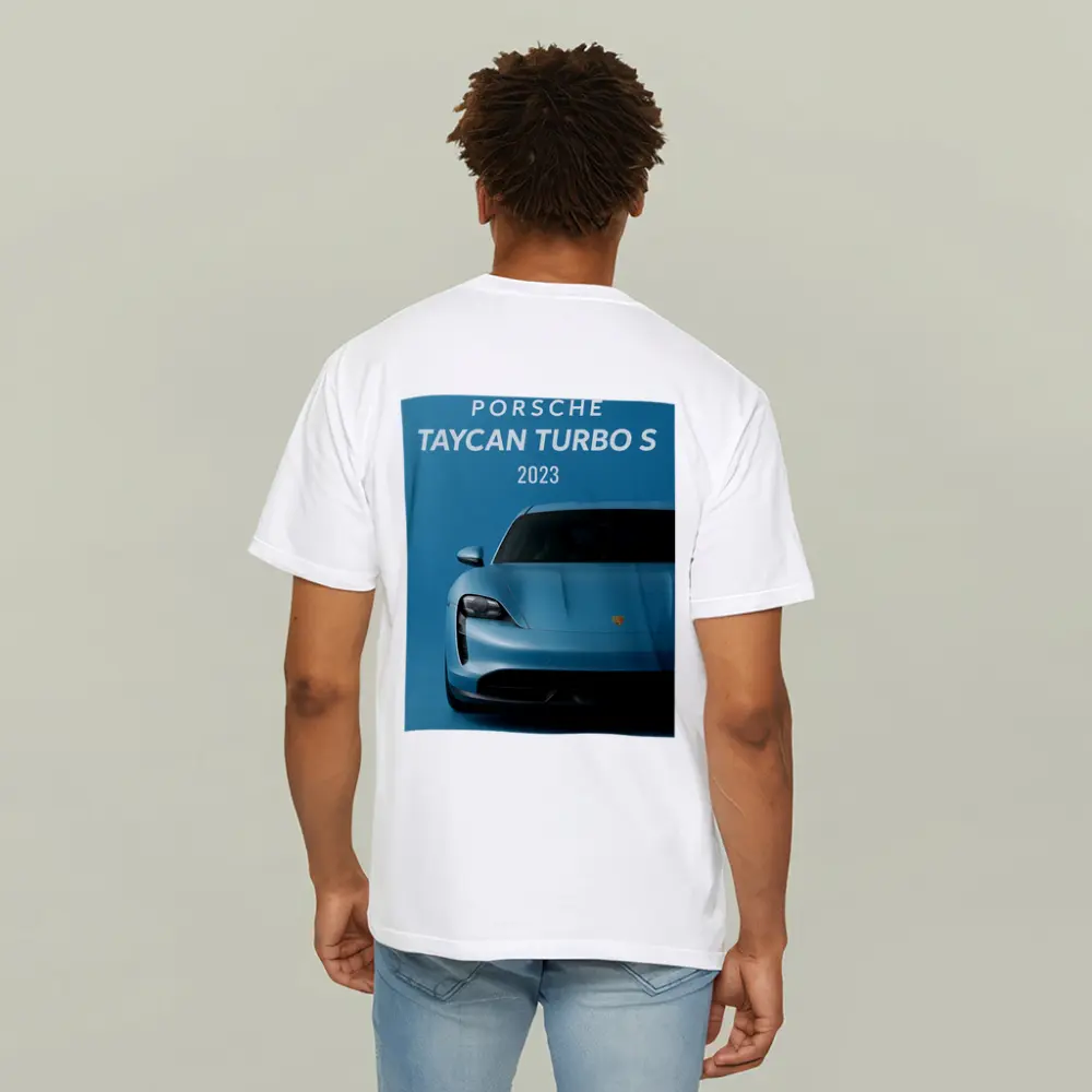 Porsche Taycan Turbo S Blue Front View – T-Shirts