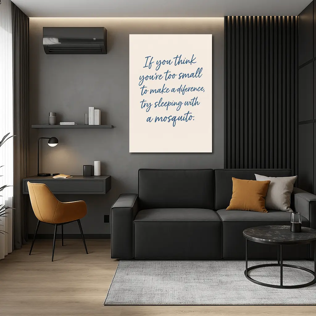 Mosquito Quote Script Art Beige Background – Wall Art