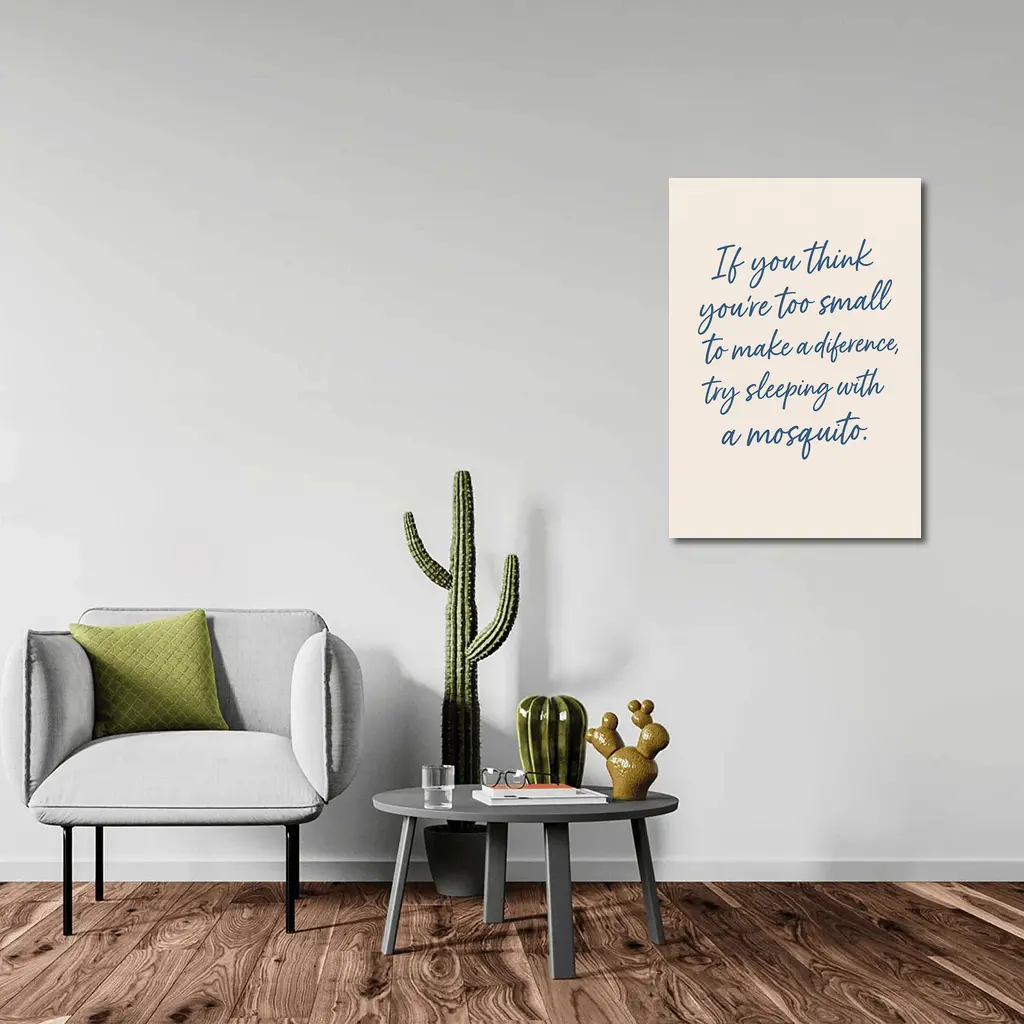Mosquito Quote Script Art Beige Background – Wall Art