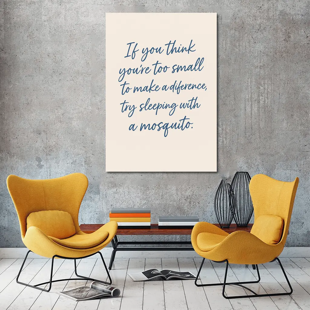 Mosquito Quote Script Art Beige Background – Wall Art