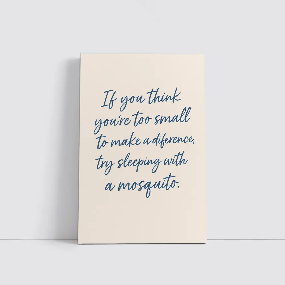 Mosquito Quote Script Art Beige Background – Wall Art