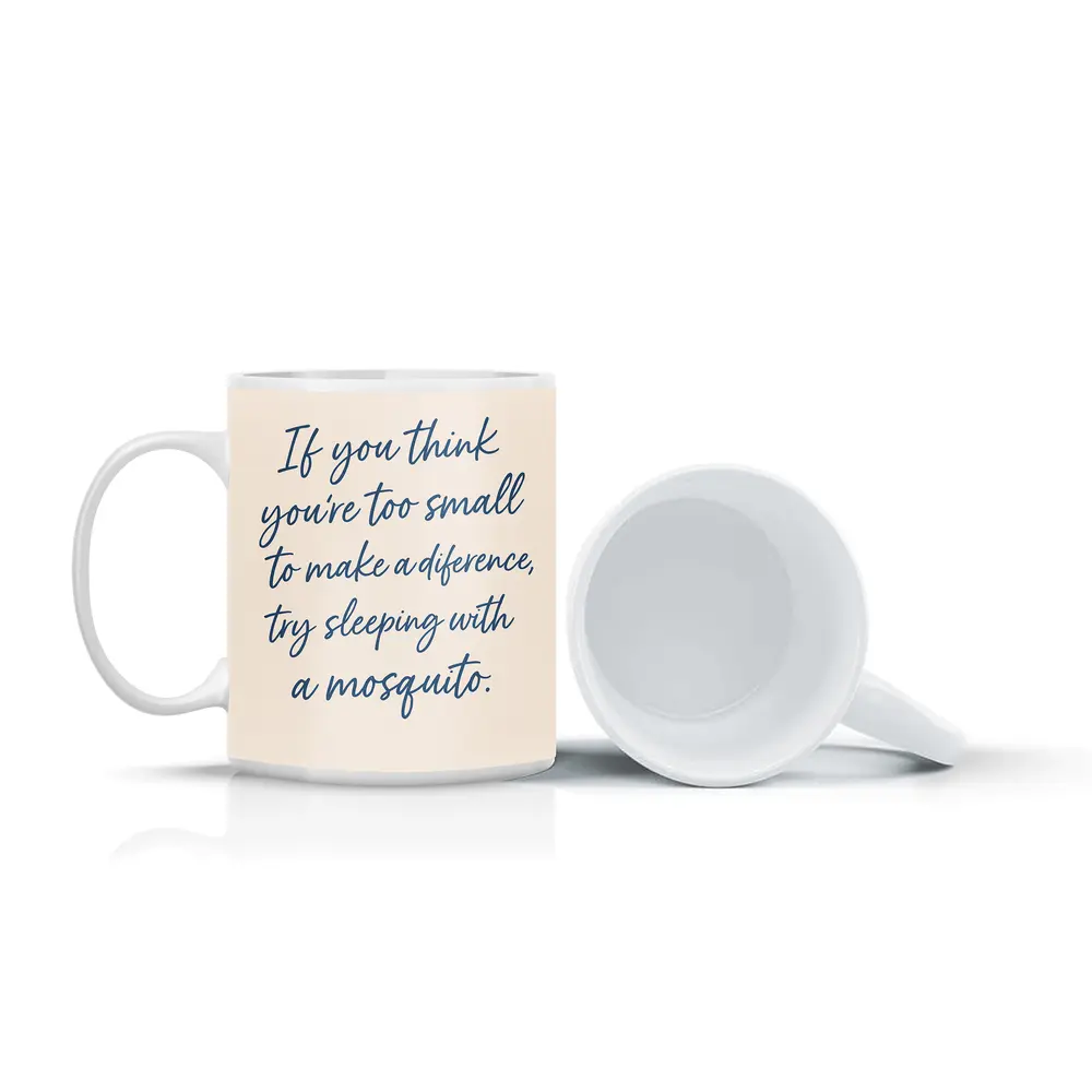 Mosquito Quote Script Art Beige Background – Mugs