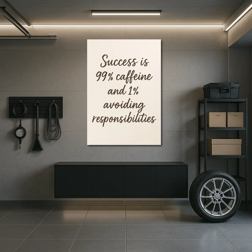 Success Caffeine Funny Quote Beige Background – Wall Art