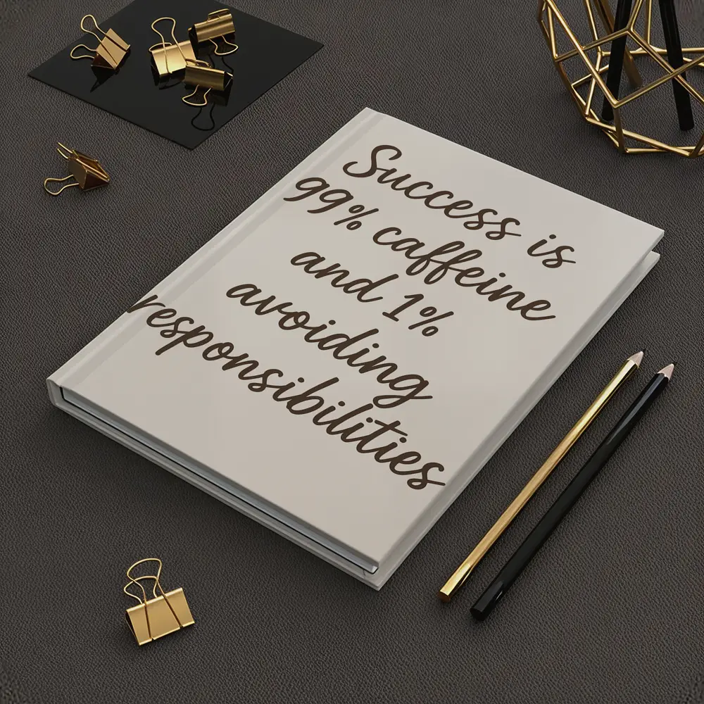 Success Caffeine Funny Quote Beige Background – Notebooks