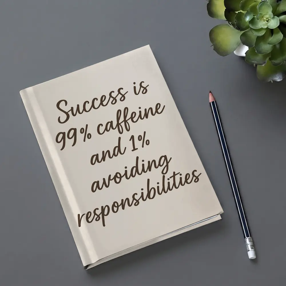 Success Caffeine Funny Quote Beige Background – Notebooks