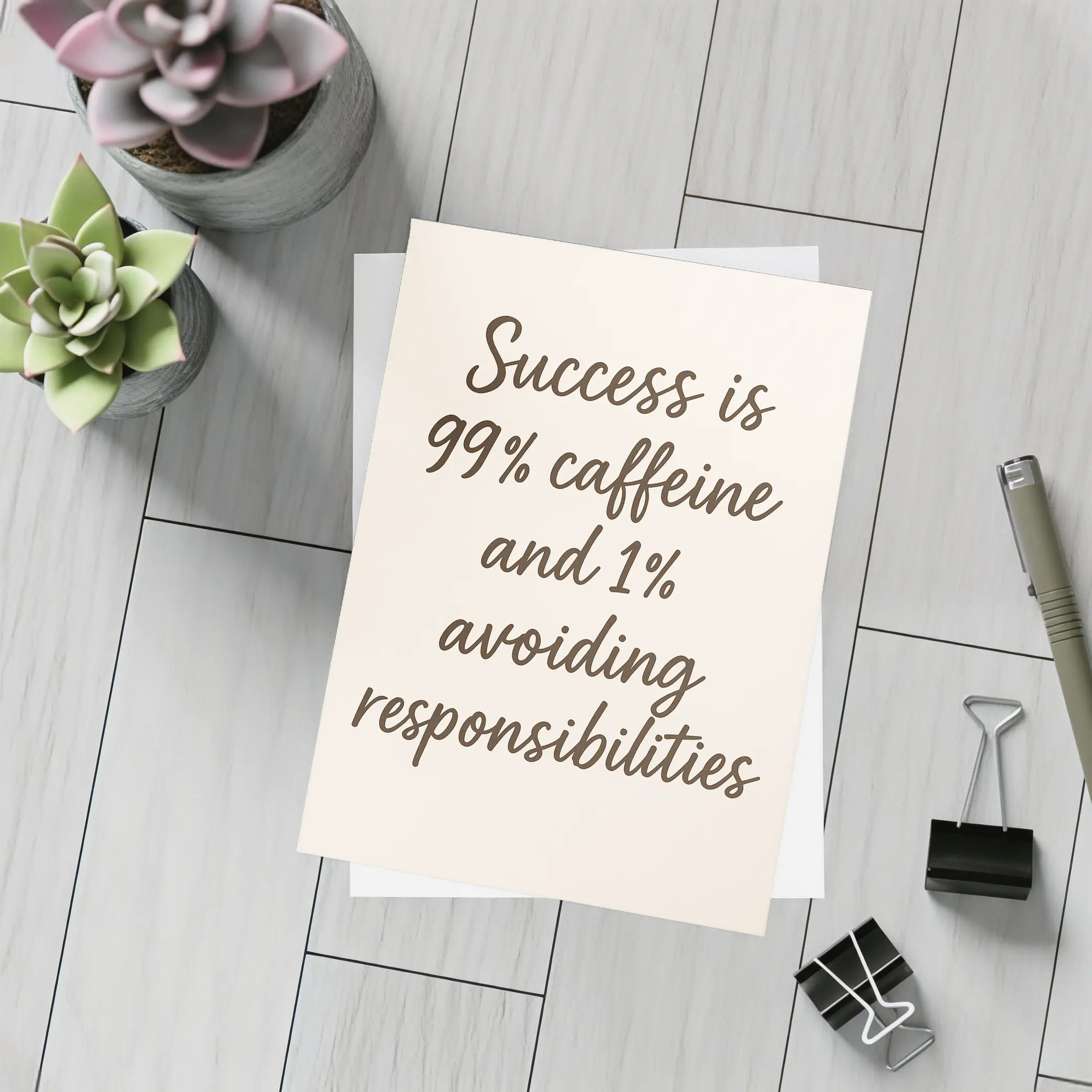 Success Caffeine Funny Quote Beige Background – Postcards