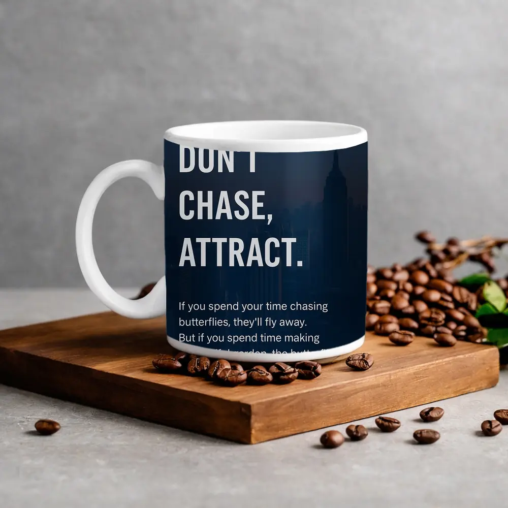 Don't Chase Attract Mindset Quote Dark City – Mugs