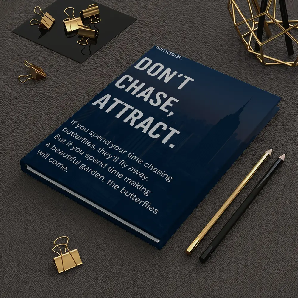 Don't Chase Attract Mindset Quote Dark City – Notebooks
