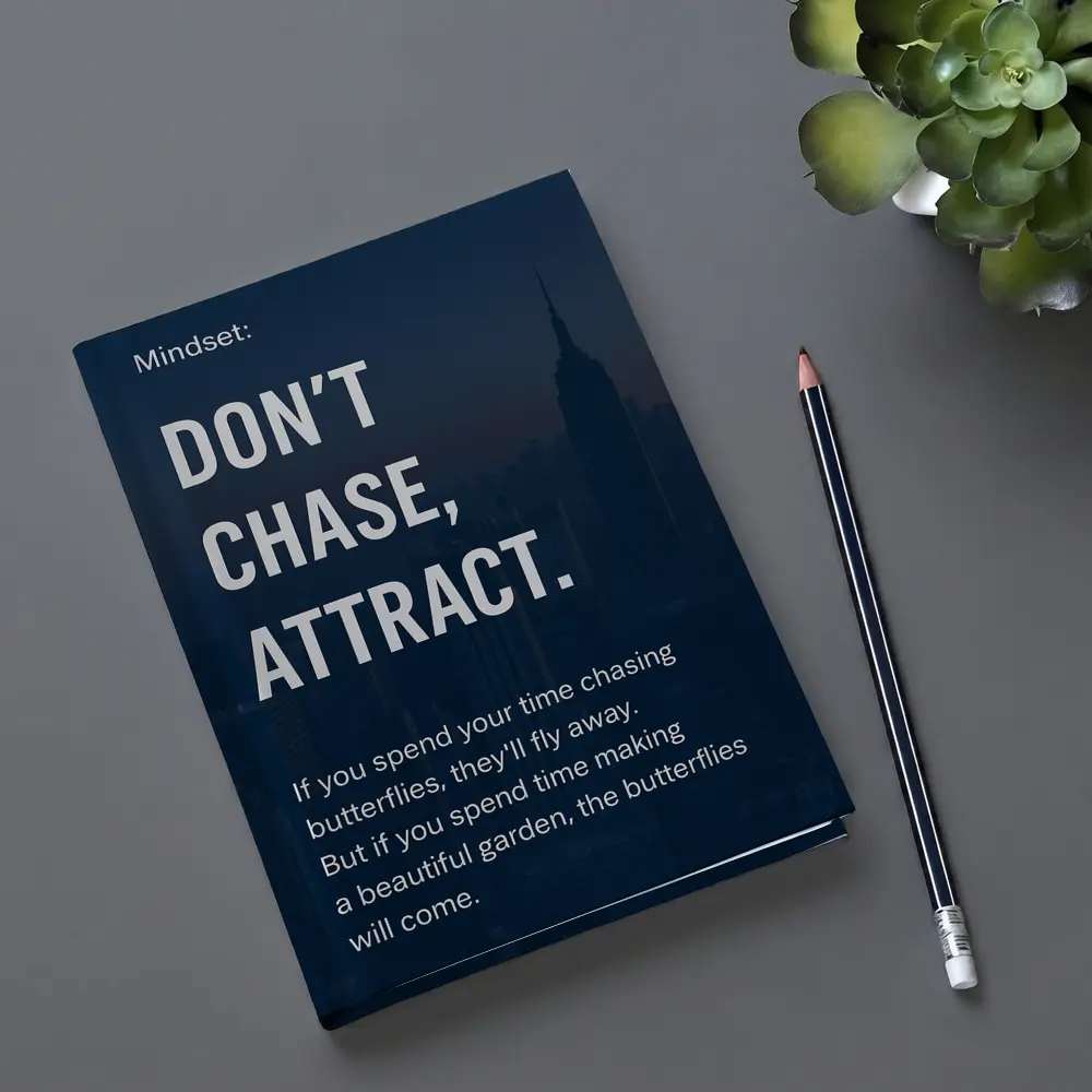 Don't Chase Attract Mindset Quote Dark City – Notebooks