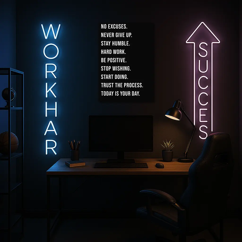 No Excuses Hard Work Motivational Quote Black – Wall Art