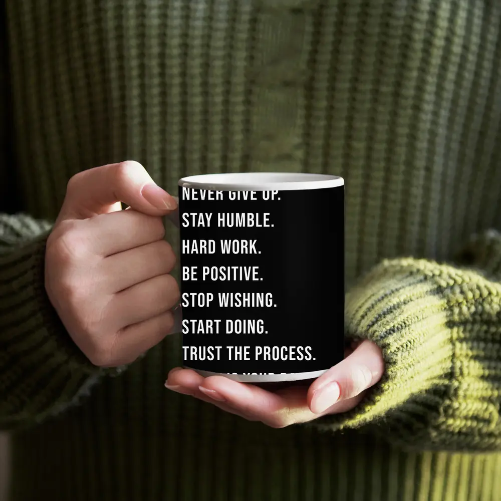 No Excuses Hard Work Motivational Quote Black – Mugs