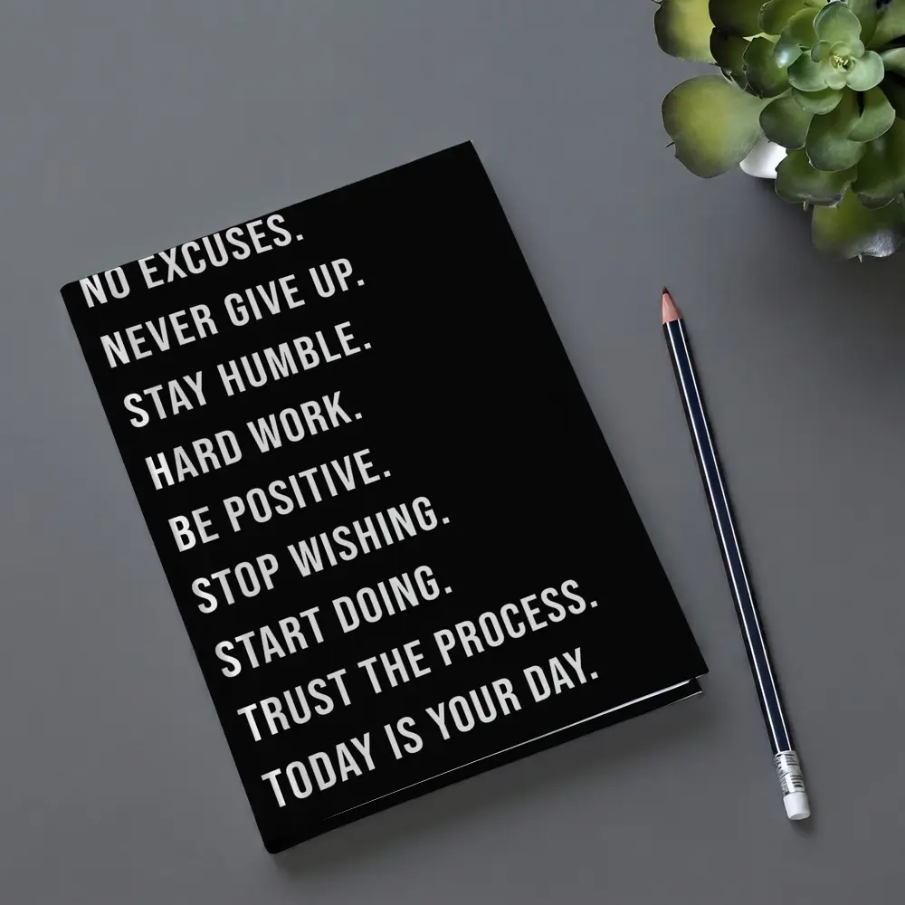 No Excuses Hard Work Motivational Quote Black – Notebooks