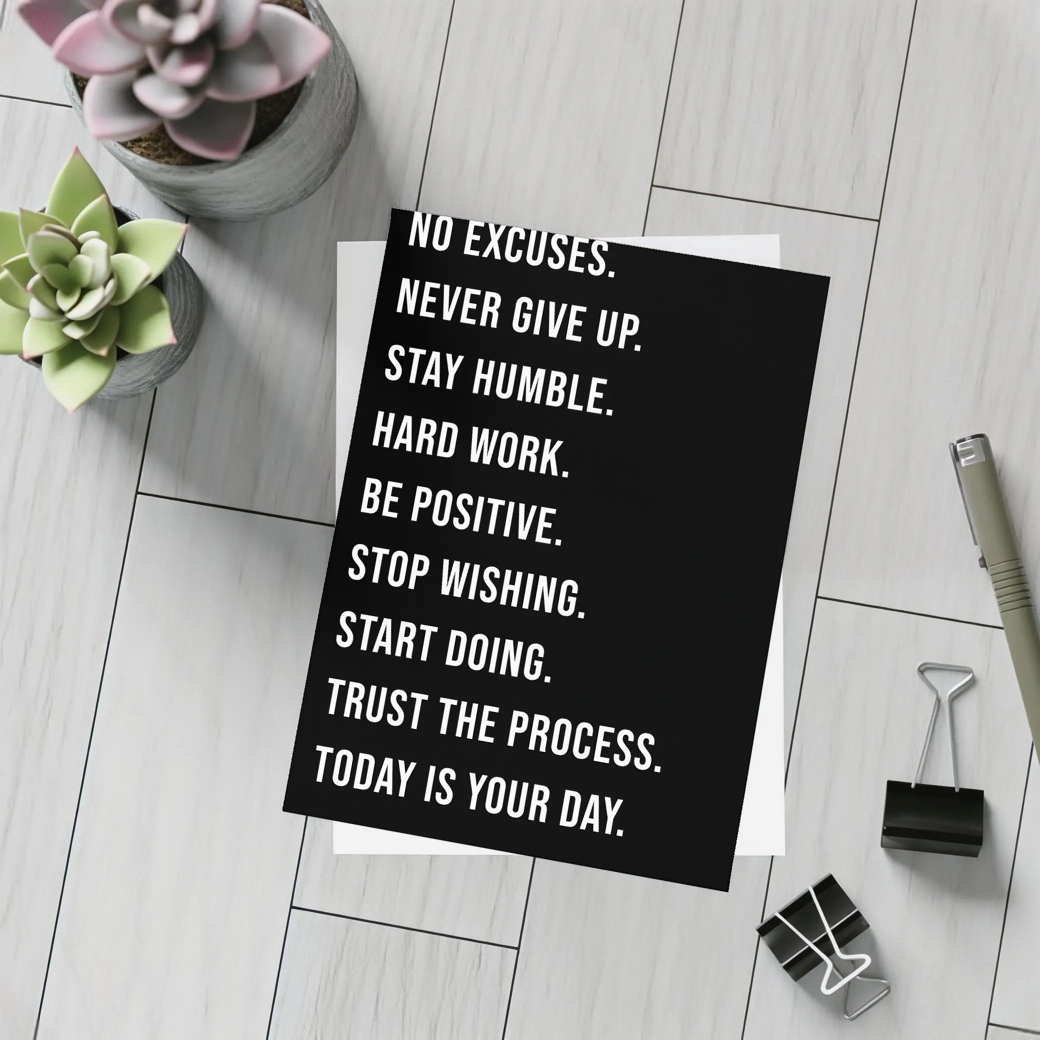 No Excuses Hard Work Motivational Quote Black – Postcards