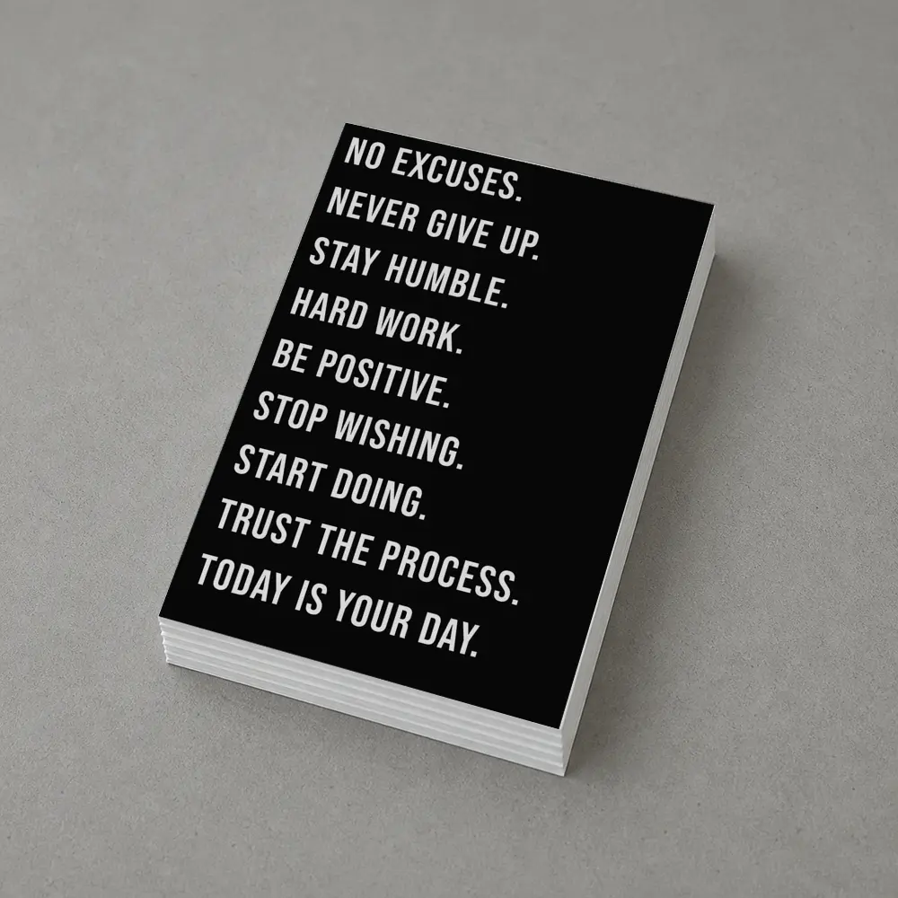 No Excuses Hard Work Motivational Quote Black – Postcards