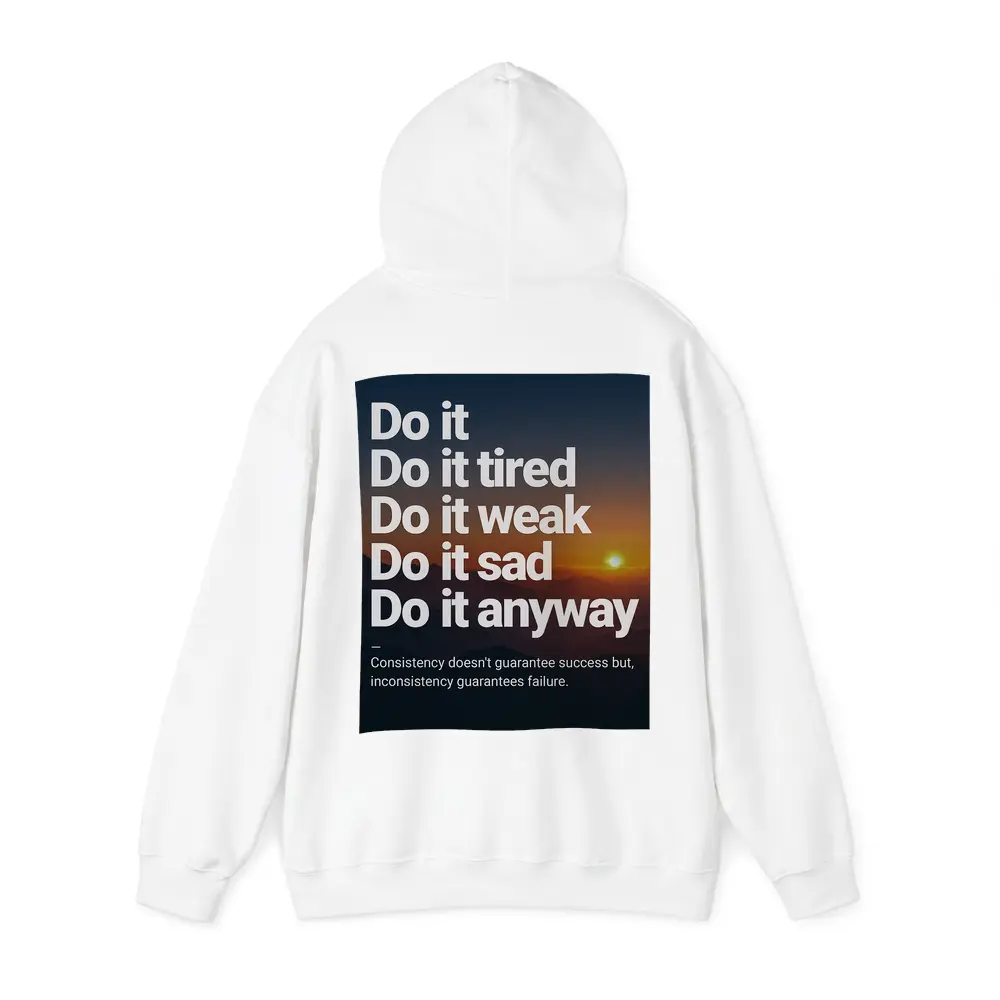 Consistency Motivation Quote Sunset Mountains Art – Hoodies