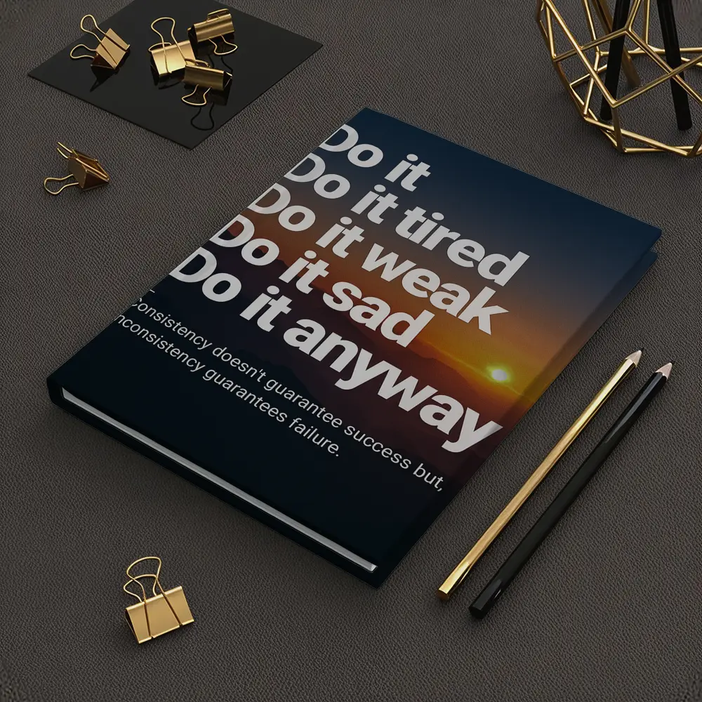 Consistency Motivation Quote Sunset Mountains Art – Notebooks