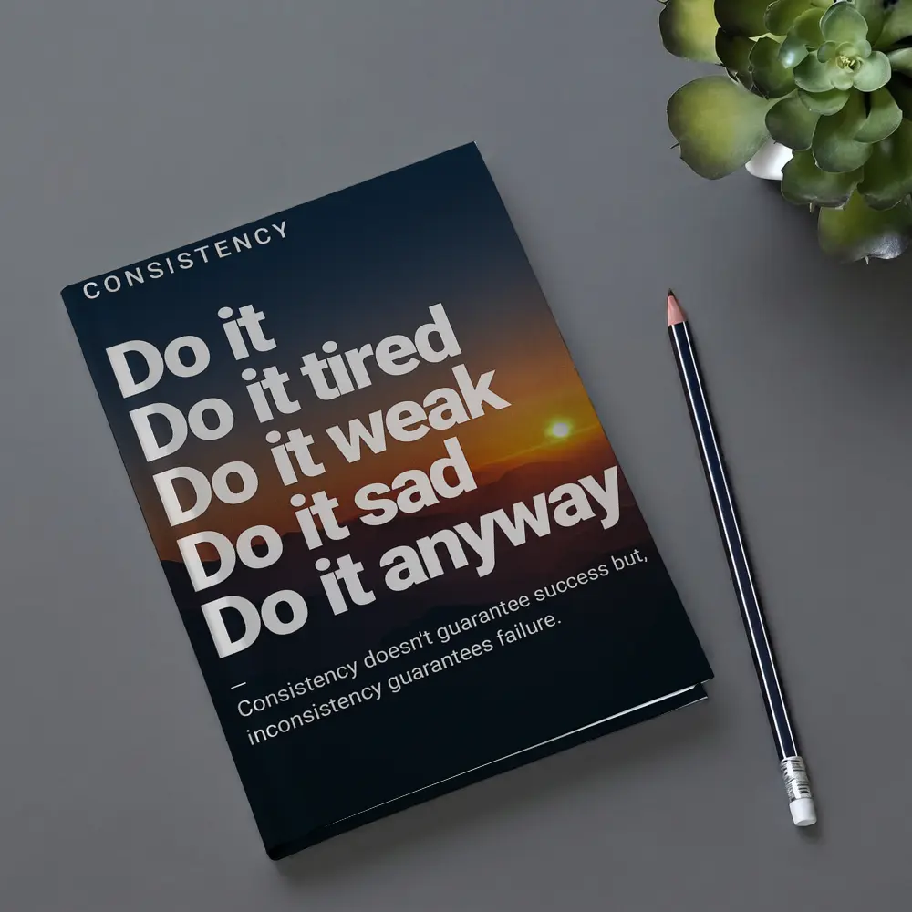 Consistency Motivation Quote Sunset Mountains Art – Notebooks