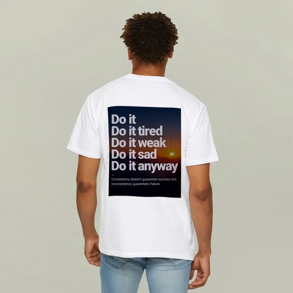 Consistency Motivation Quote Sunset Mountains Art – T-Shirts