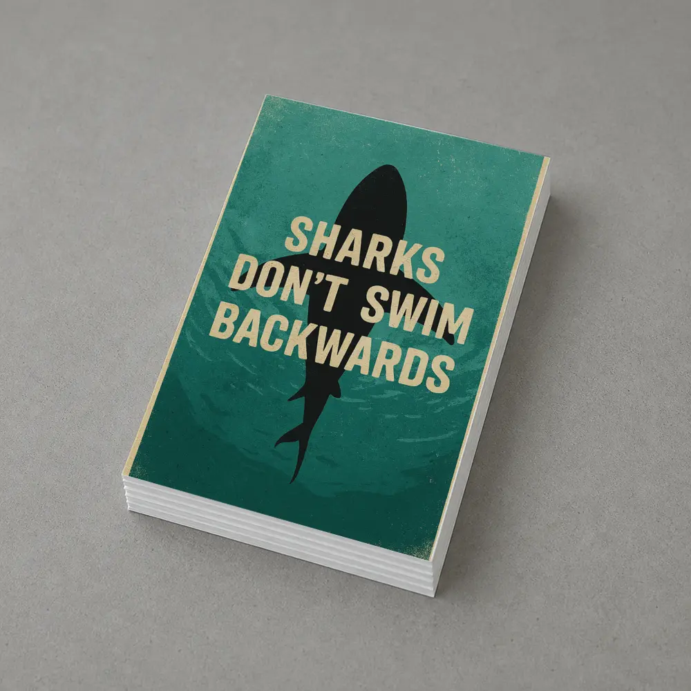 Sharks Don't Swim Backwards Retro Motivational Art – Postcards