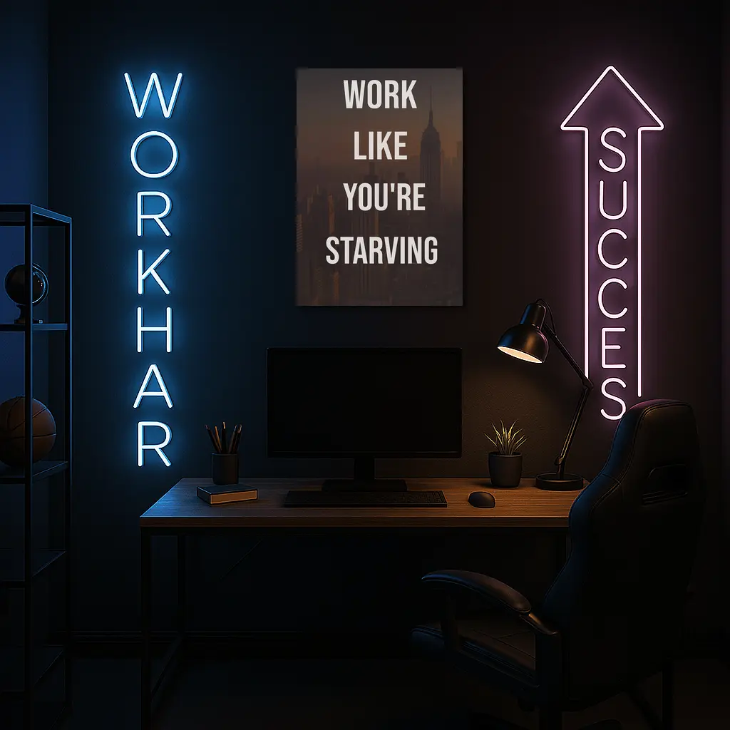 Work Like You Are Starving City Quote – Wall Art