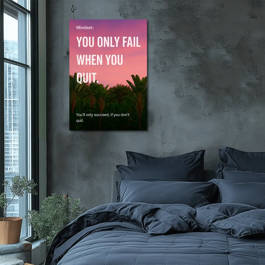 You Only Fail When You Quit Mindset – Wall Art