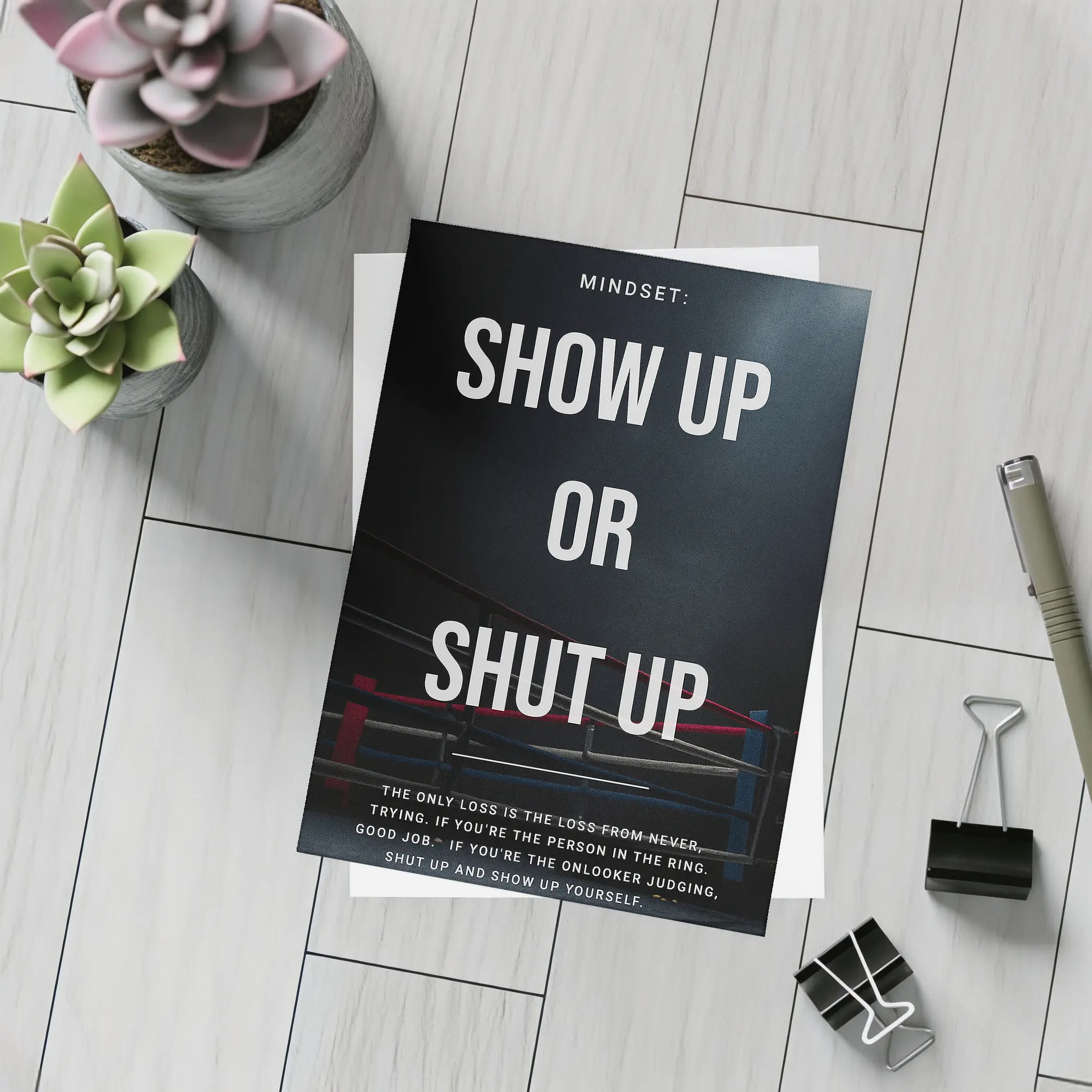 Show Up Or Shut Up Boxing Ring Quote – Postcards