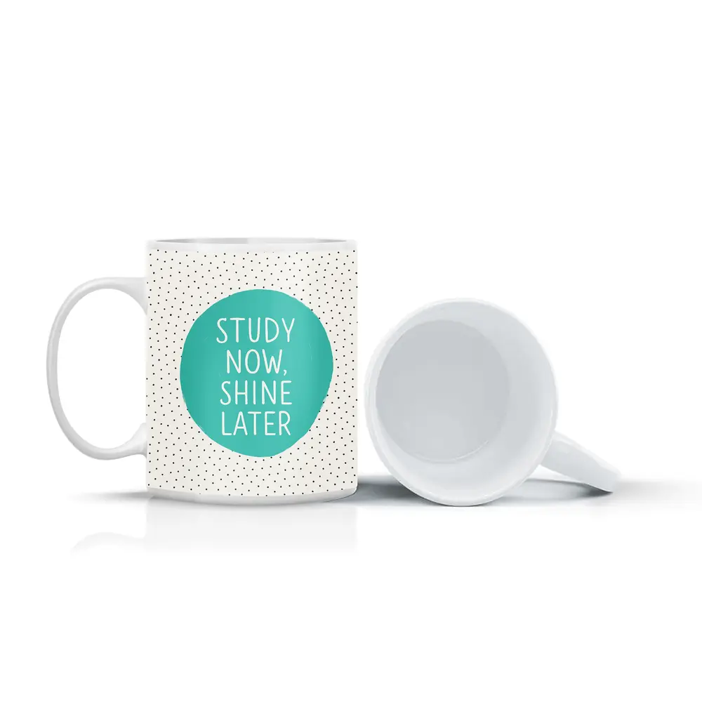 Study Now Shine Later Teal Polka Dot – Mugs