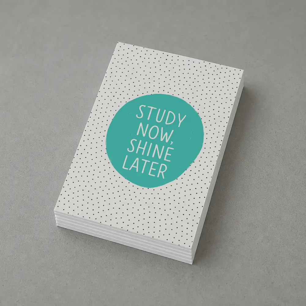 Study Now Shine Later Teal Polka Dot – Postcards