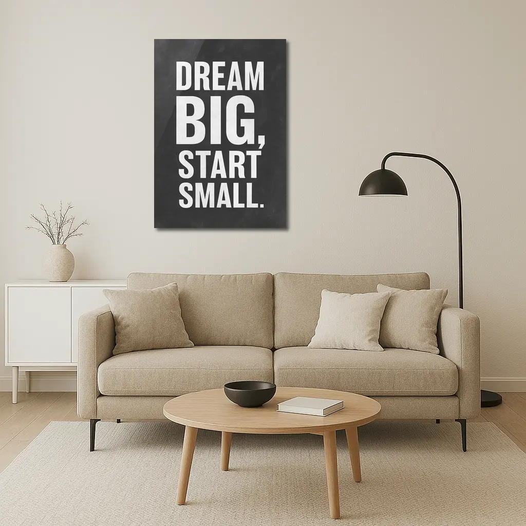 Dream Big Start Small Dark Chalkboard Quote – Wall Art
